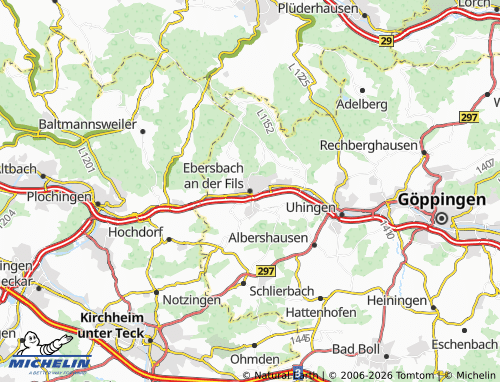 MICHELIN-Landkarte Ebersbach an der Fils - ViaMichelin