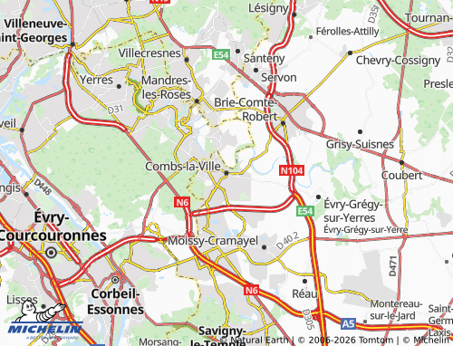 MICHELIN Combs-la-Ville map - ViaMichelin