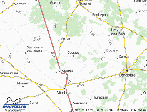 Carte MICHELIN Coussay - ViaMichelin