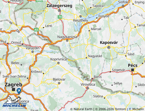 Mapa MICHELIN Csurgói járás - ViaMichelin