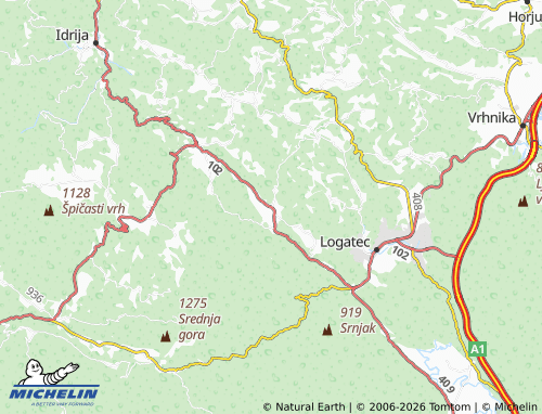Mapa MICHELIN Hotedršica - ViaMichelin