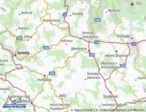 MICHELIN Mříčná map - ViaMichelin