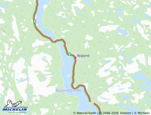 Mapa MICHELIN Bygland - ViaMichelin