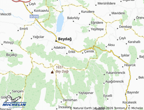 MICHELIN Çomaklar map - ViaMichelin