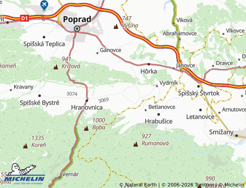 Kaart MICHELIN Spišský Štiavnik - ViaMichelin