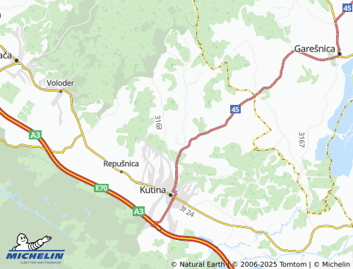 MICHELIN Kutinska Slatina map - ViaMichelin