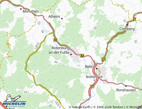 MICHELIN Rotenburg an der Fulda map - ViaMichelin