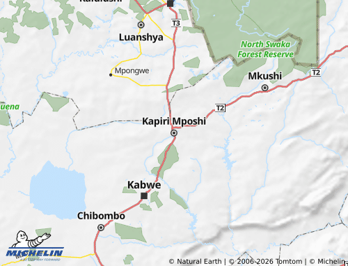 Carte MICHELIN Kapiri-Mposhi - ViaMichelin
