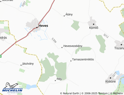 MICHELIN Hevesvezekény map - ViaMichelin
