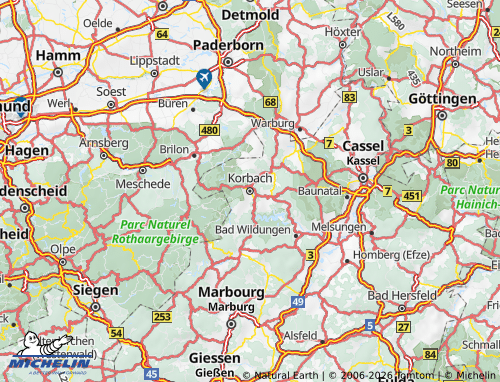 Mapa MICHELIN Waldeck-Frankenberg - ViaMichelin