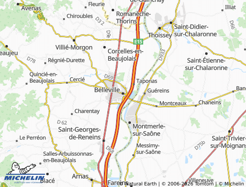 Carte MICHELIN Belleville-en-Beaujolais - ViaMichelin