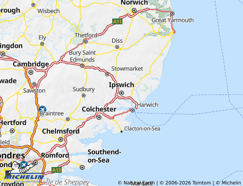 Carte MICHELIN Suffolk - ViaMichelin