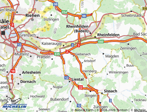 MICHELIN-Landkarte Giebenach - ViaMichelin