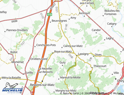 Matz Map Carte MICHELIN Canny-sur-Matz - ViaMichelin