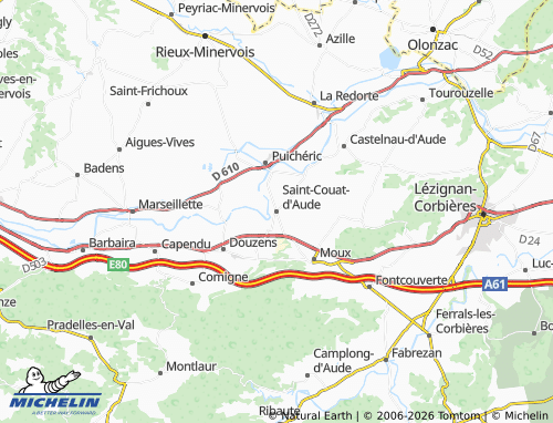 MICHELIN Saint-Couat-d'Aude map - ViaMichelin