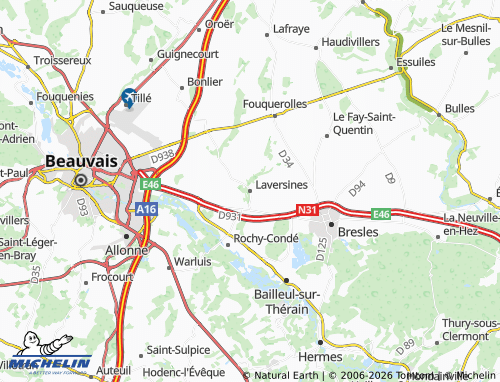 MICHELIN Laversines map - ViaMichelin