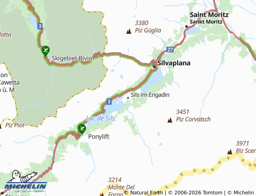 Carte MICHELIN Sils im Engadin - ViaMichelin