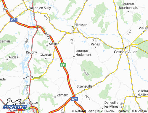Mapa MICHELIN Louroux-Hodement - ViaMichelin