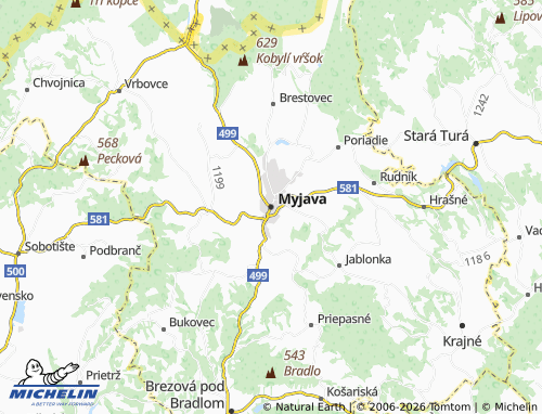 Mappa MICHELIN Myjava - ViaMichelin
