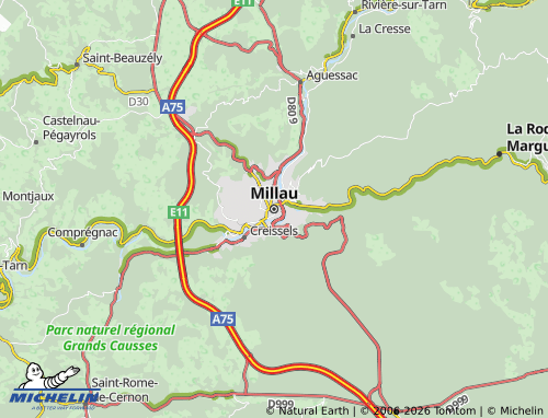 MICHELIN Millau map - ViaMichelin