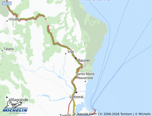 MICHELIN Baunei map - ViaMichelin