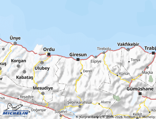 Kaart MICHELIN Giresun - ViaMichelin