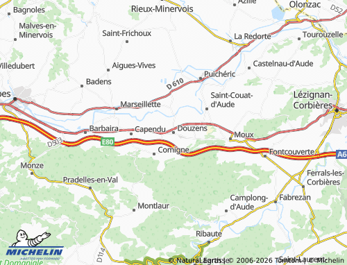 MICHELIN Douzens map - ViaMichelin
