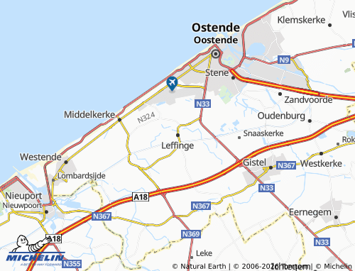 MICHELIN Leffinge map - ViaMichelin