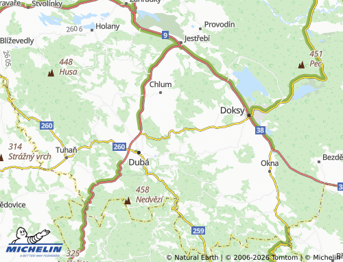 Kaart MICHELIN Vrchovany - ViaMichelin