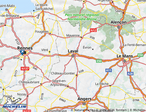 Kaart MICHELIN Mayenne - ViaMichelin