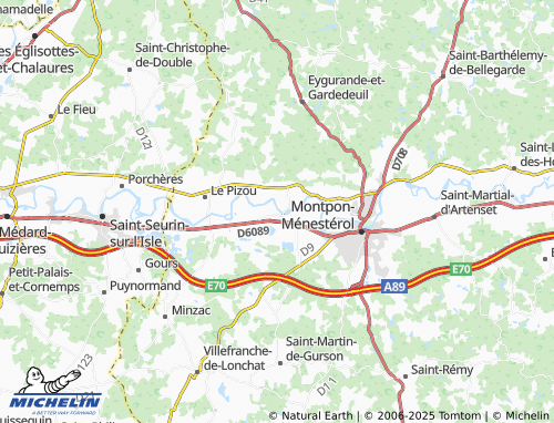MICHELIN Ménesplet map - ViaMichelin