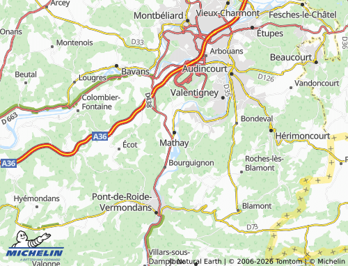 Carte MICHELIN Mathay - ViaMichelin