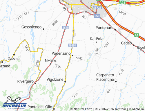 MICHELIN-Landkarte Podenzano - ViaMichelin