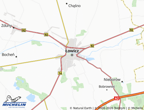 MICHELIN-Landkarte Łowicz - ViaMichelin
