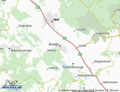 Mappa MICHELIN Bodajk - ViaMichelin