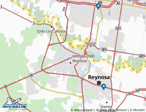 MICHELIN Del Valle map - ViaMichelin