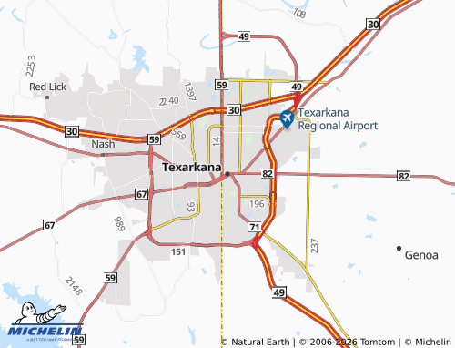 Mappa MICHELIN Texarkana - ViaMichelin