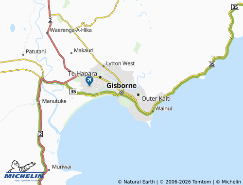 Mapa MICHELIN Gisborne - ViaMichelin