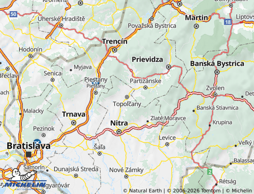 MICHELIN Topoľčany map - ViaMichelin