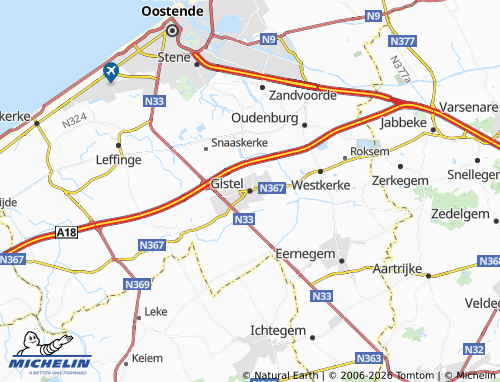 MICHELIN Gistel map - ViaMichelin