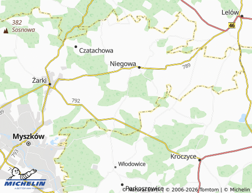 MICHELIN Mirów map - ViaMichelin