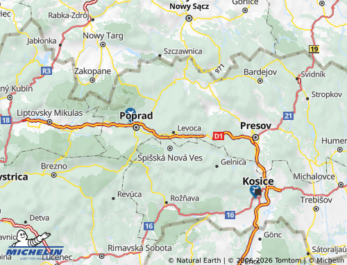 Mappa MICHELIN Levoča - ViaMichelin