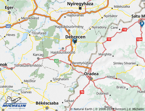 MICHELIN Derecskei járás map - ViaMichelin