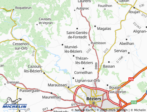 Mapa MICHELIN Thézan-lès-Béziers - ViaMichelin
