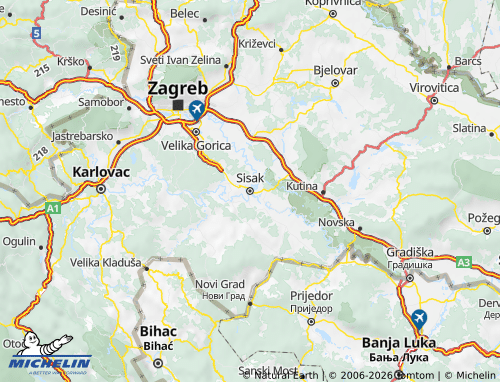 Mapa MICHELIN Sisačko-moslavačka - ViaMichelin