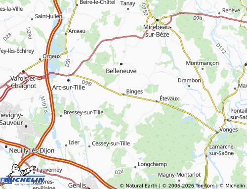 MICHELIN Binges map - ViaMichelin