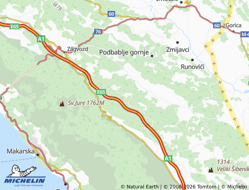 MICHELIN Župa srednja map - ViaMichelin