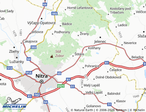 MICHELIN Štitáre map - ViaMichelin