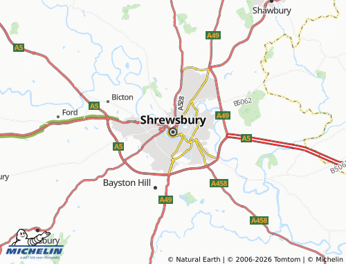 MICHELIN Shrewsbury map - ViaMichelin