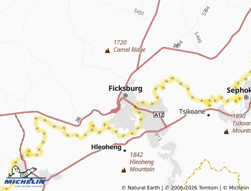 Kaart MICHELIN Ficksburg - ViaMichelin